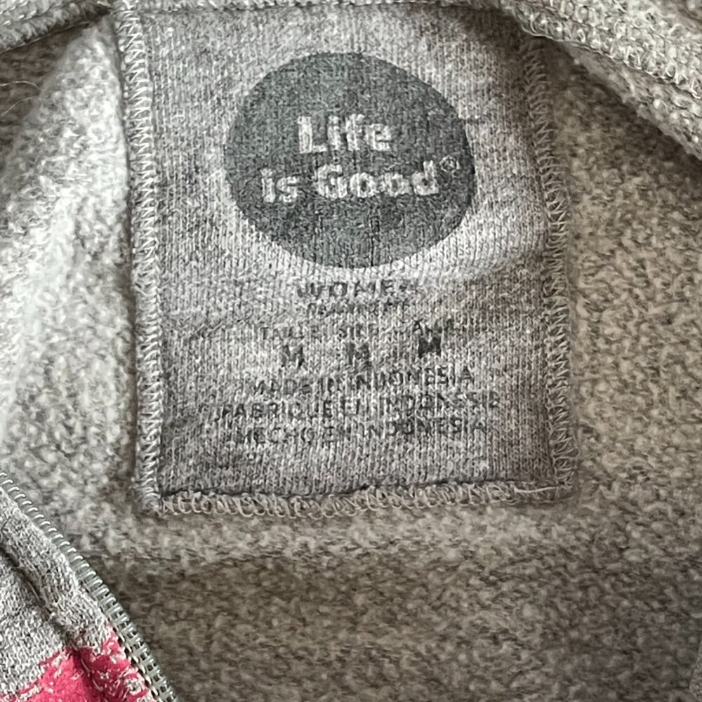 LIFE IS GOOD Women's zipped hoodie - Love is all you need distressed gray - M - Picture 4 of 5